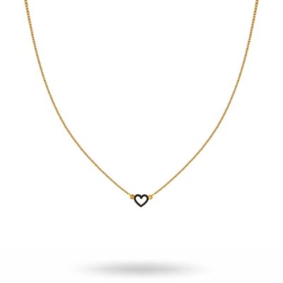 Halsband Syster P Smycken  | Syster P – Snap Heart Halsband, Svart/Guld