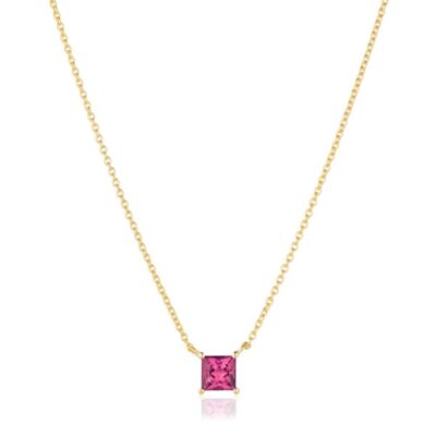 Halsband SIF JAKOBS  | Ellera Quadrato Halsband | Guld | Rosa Zirkoner