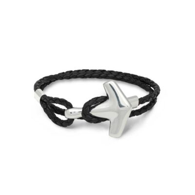 Armband Freya & Thor  | Freya & Thor – Arch Hammer Double, Armband, Svart Lader/Silver