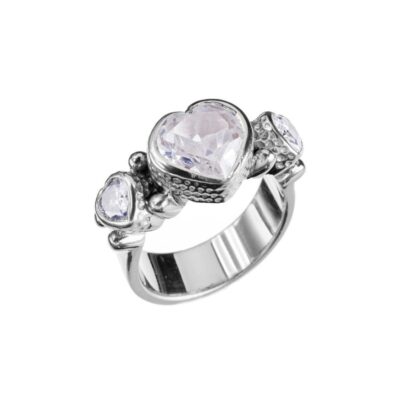 Ringar KumKum  | Kumkum – Tipsy Heart Zircon Ring, Silver