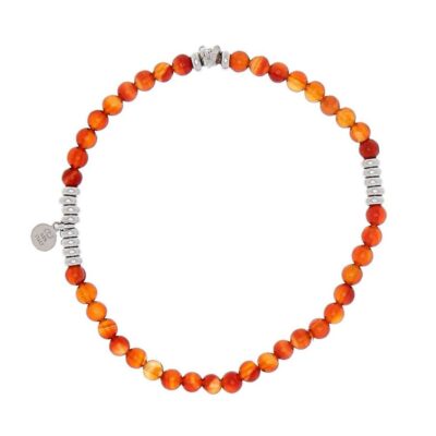 Herrsmycken CU Man  | Cu Man – Bear Elastic Armband, Orange/Silver