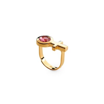 Ringar Sägen Smycken  | Sagen – Future Is Female Golden Ring, Fucsia