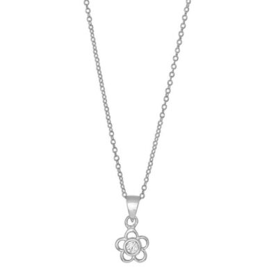 Halsband Noa Kids  | Noa Kids – Halsband Med Blomberlock, Rodierat Silver