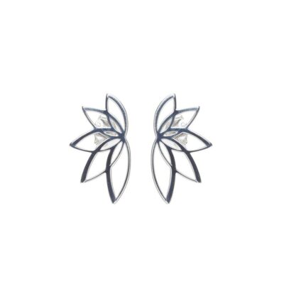 Orhangen Anna & Deià  | Anna & Deia – Lotus Medium Stud Orhangen, Silver